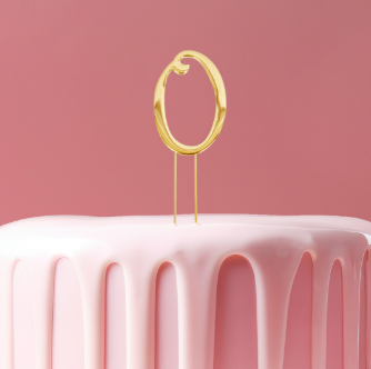 GOLD Cake Topper (7cm) - NUMBER 0