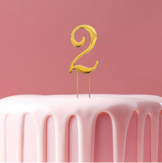 GOLD Cake Topper (7cm) - NUMBER 2