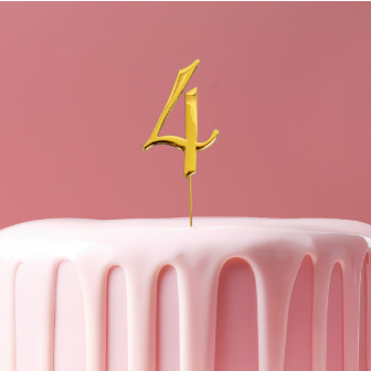 GOLD Cake Topper (7cm) - NUMBER 4