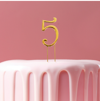 GOLD Cake Topper (7cm) - NUMBER 5