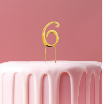 GOLD Cake Topper (7cm) - NUMBER 6