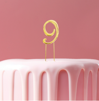 GOLD Cake Topper (7cm) - NUMBER 9
