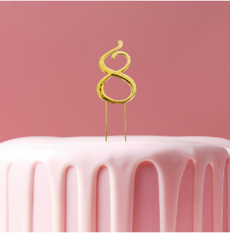 GOLD Cake Topper (7cm) - NUMBER 8
