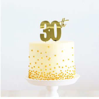 GOLD metal Cake Topper - 30th