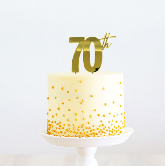GOLD metal Cake Topper - 70th