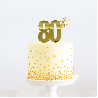 GOLD metal Cake Topper - 80th