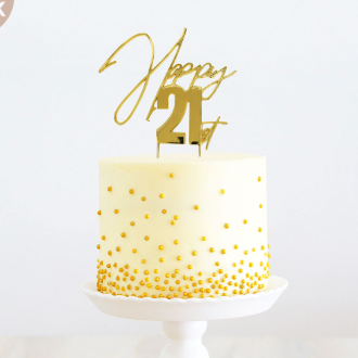 GOLD metal Cake Topper - Happy 21st