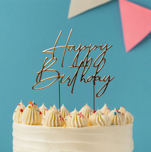 GOLD Metal Cake Topper - HAPPY BIRTHDAY