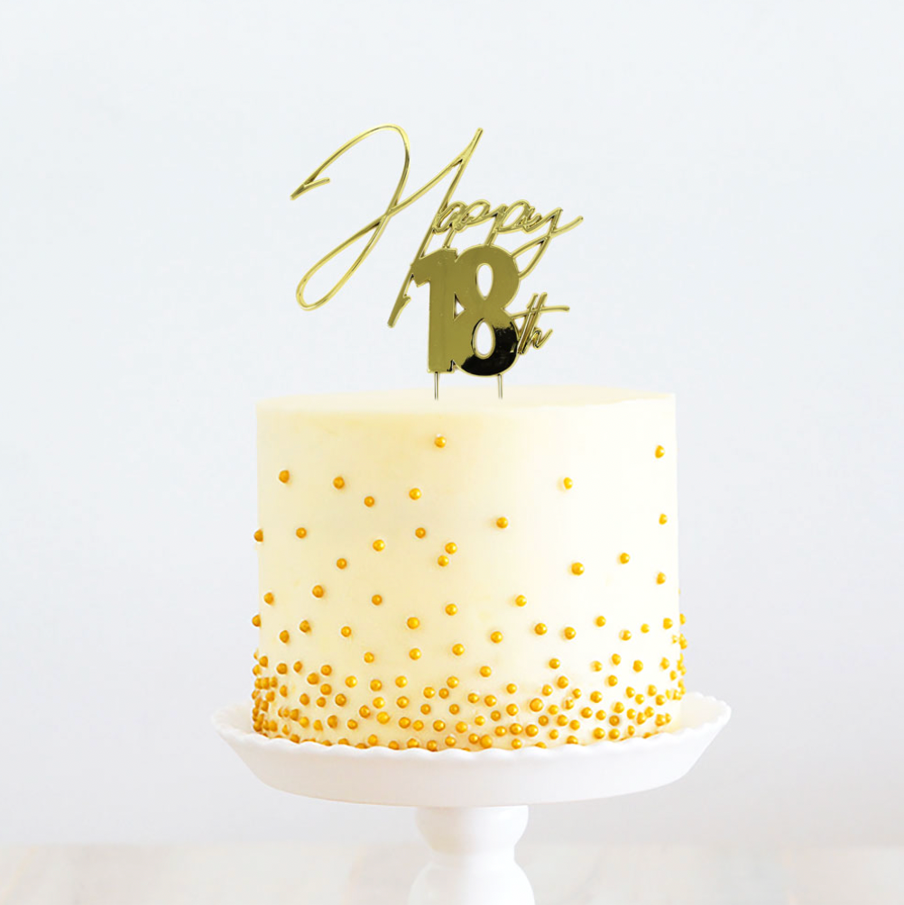 GOLD metal Cake Topper - Happy 18th