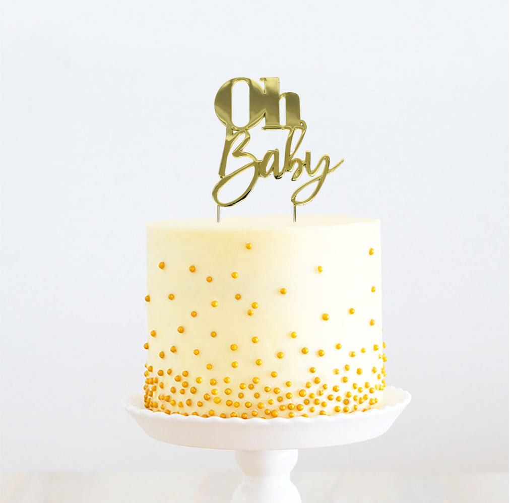 GOLD Metal Cake Topper - OH BABY
