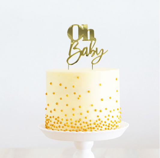 GOLD Metal Cake Topper - OH BABY