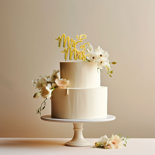 GOLD Plated Cake Topper - MR & MRS