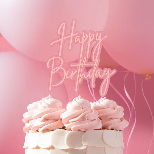 PINK OPAQUE / PINK Layered Cake Topper - HAPPY BIRTHDAY