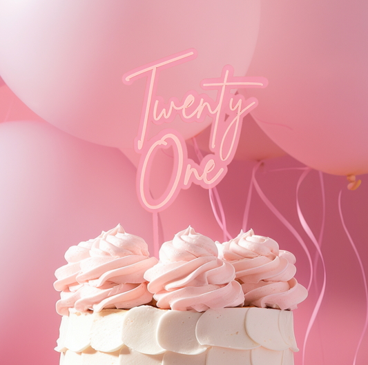 PINK OPAQUE / PINK Layered Cake Topper - TWENTY ONE