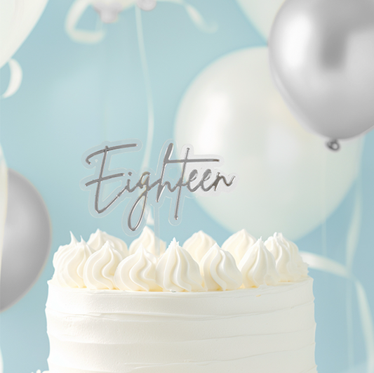 SILVER / CLEAR Layered Cake Topper - EIGHTEEN