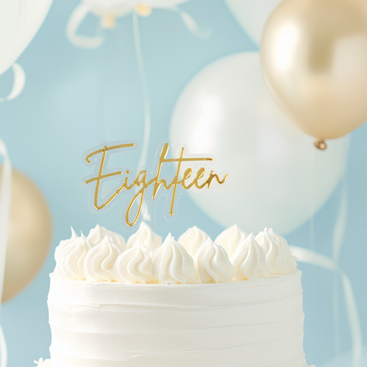 GOLD / CLEAR Layered Cake Topper - EIGHTEEN