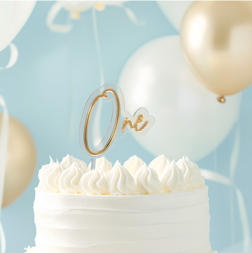 GOLD / CLEAR Layered Cake Topper - ONE